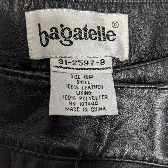 Bagatelle Vintage Black Leather Pants Relaxed Fit High Waist Size 4P - Picture 2 of 8
